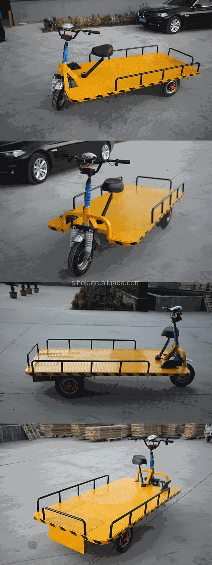 China logistics industry widely used heavy duty cargo carrier four wheels electric flat trolley with seat