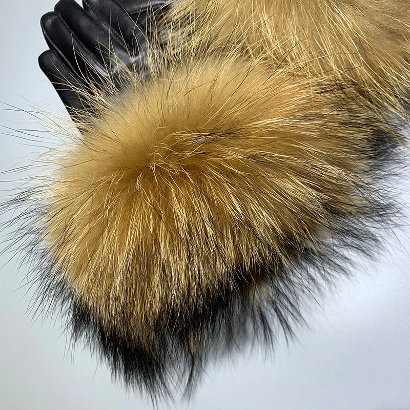 Hot Selling Women Fur Gloves Real Big Fluffy Fox Fur Gloves Genuine ...