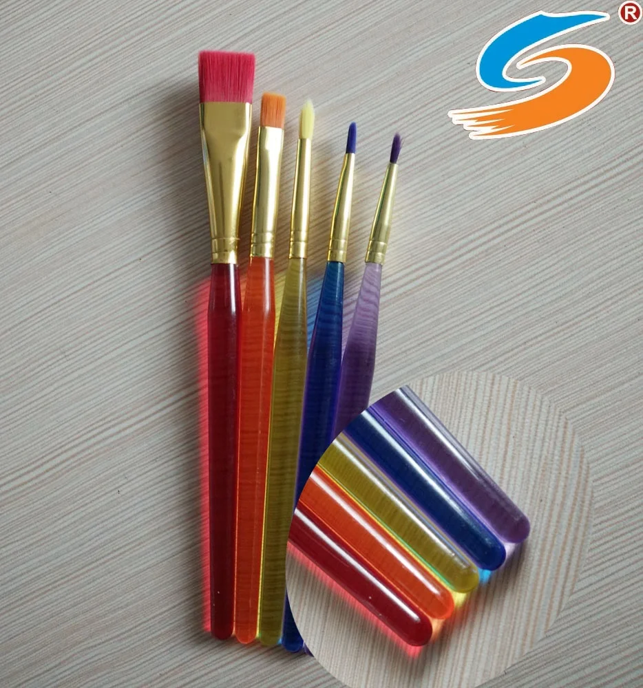 Fashion Kids Paint Brush Candy Color Plastic Handle Nylon Hair Art