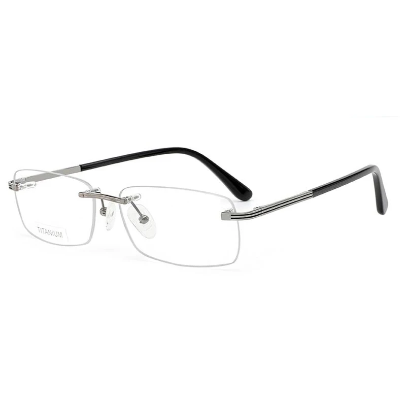 W-3887360 New Classic Rectangle Rimless Titanium Solid Durable Optical Frame Eyeglasses for All Face Shape Spectacle Eyewear
