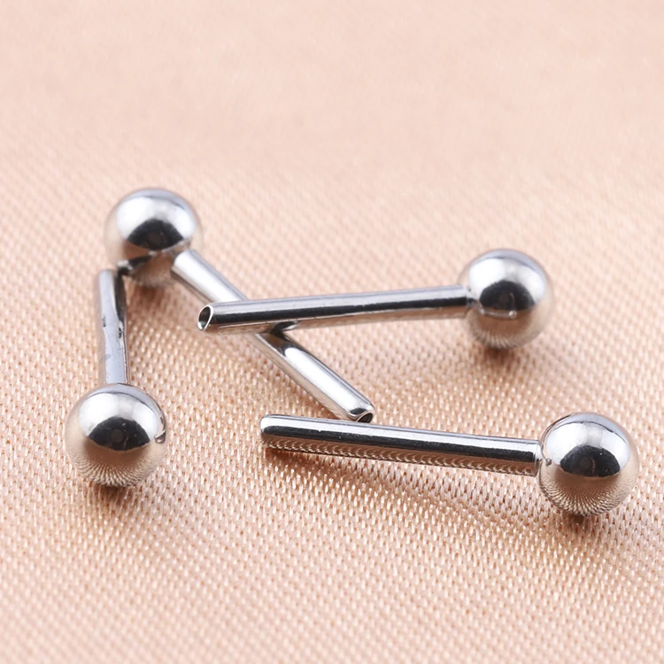 g23钛无螺纹舌杆直杠铃穿孔耳屏乳头环