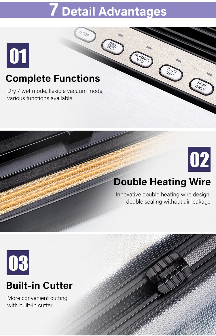 Household small size vacuum food storage machines multifunction professional food vacuum sealer electronic kitchen vacuum packer