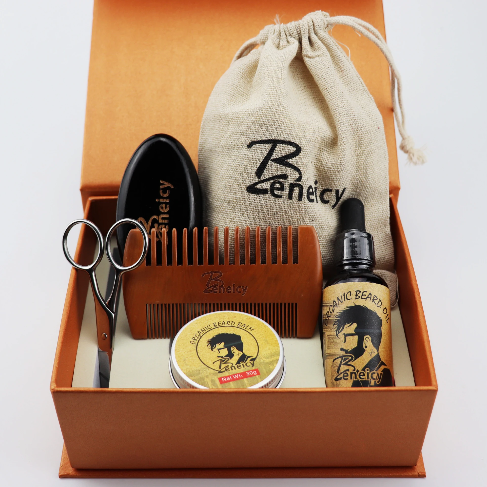 OEM Private Label Beard Oil Beard grooming Kit for Men Mustache Care with Sandalwood Comb