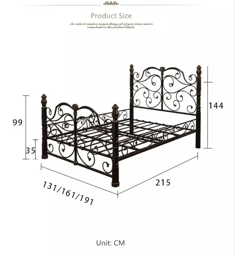 European retro fashionable Princess metal iron bed double