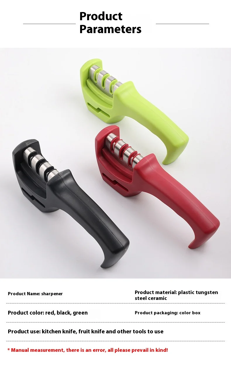 Three-Stage Ceramic Diamond Knife Sharpener - Handheld Kitchen Tool