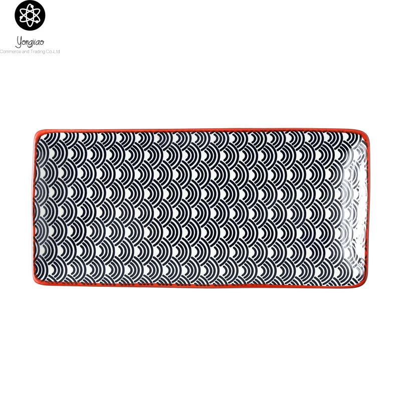 Eu Standard Test Black Sushi Plate Japanese 6pc Set Slate Tapas Sushi