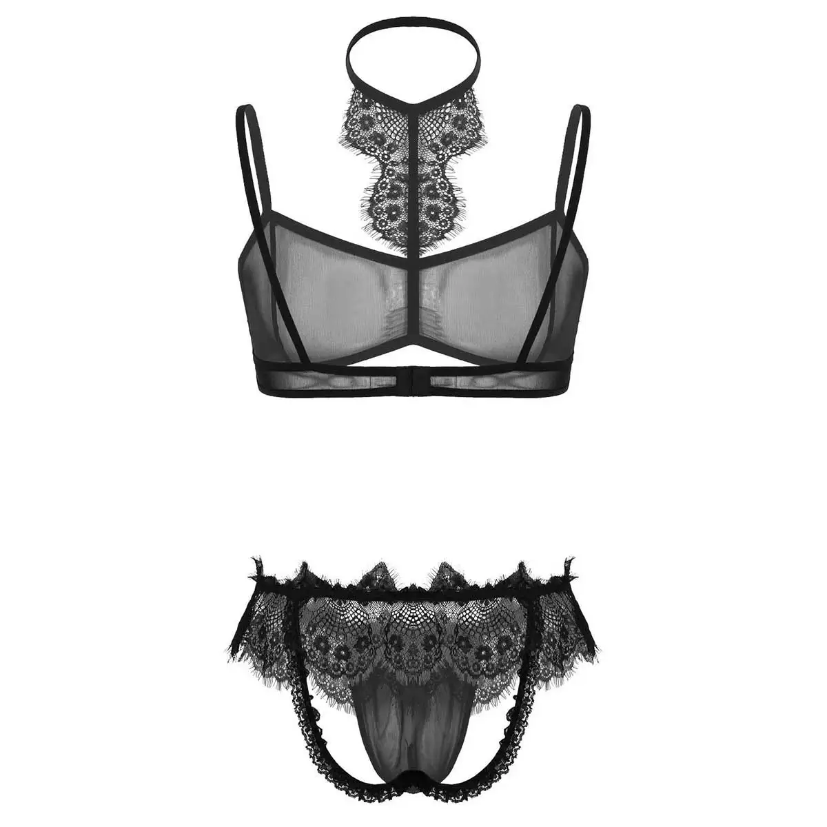 Conjunto De Ropa Interior De Encaje Transparente Erótico Para Hombre,Ropa  Interior Con Tirantes Finos Para Los Hombros,Sujetador Con Parte Superior  Abierta,Suspensorio,Ropa Interior - Buy Ropa Interior De Encaje Para  Hombre,Lencería Sissy Lingerie