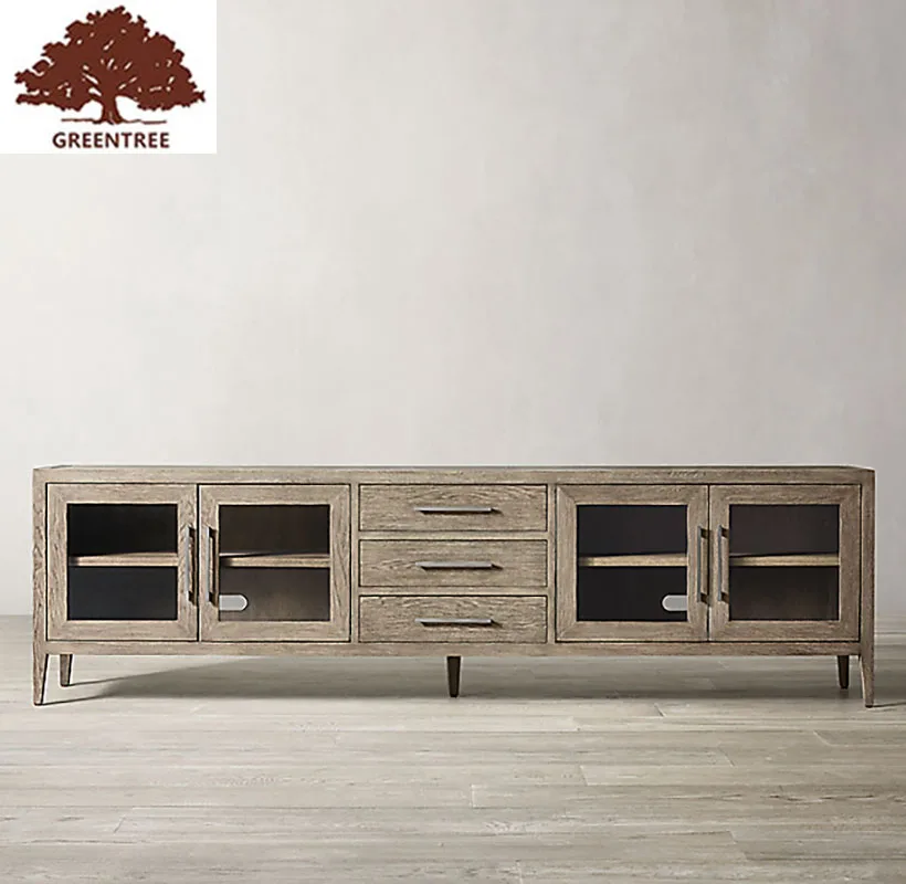 Home Furniture Living Room 3 Drawers 4 Doors Solid Wood Long Antique Tv Cabinet Buy Solid Wood Oak Cabinet Livng Room Large Cabinet Antique Cabinet Furniture Product On Alibaba Com