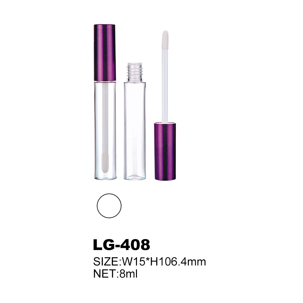 Wholesale Custom Logo Empty Purple Lip Gloss Tube Container with Brush For Liquid Cosmetics Packaging
