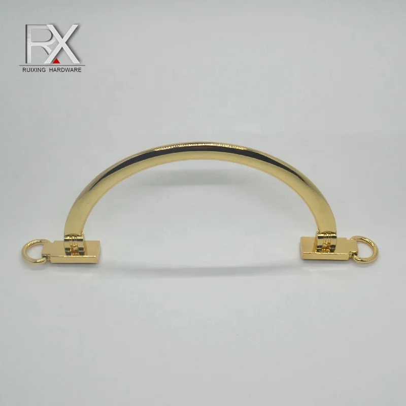 Custom Metal Handle Light Gold Bag Handle Arch Zinc Alloy Handbag Handle For Lady Bag Strap