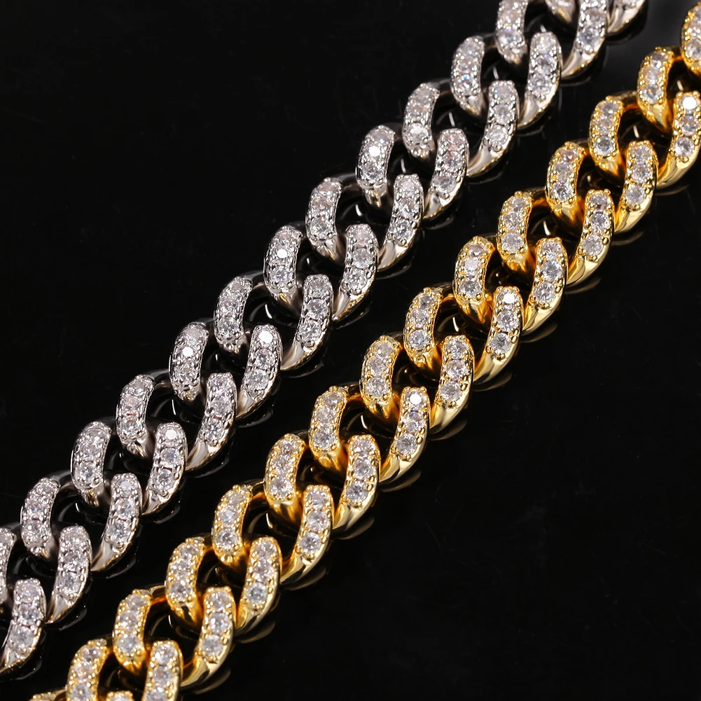 New Mm Miami Cuban Link Chain Iced Out Cz Choker Diamond Necklace Gold Rhodium Plating Women