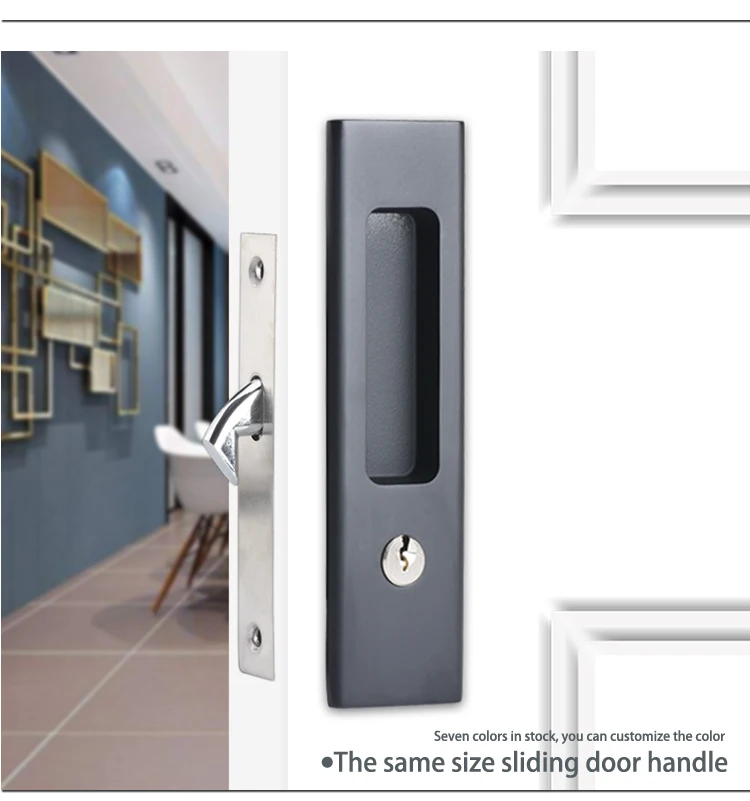 Lock Set Door Handle Lever Sliding Door Hook Lock With Keys Flush