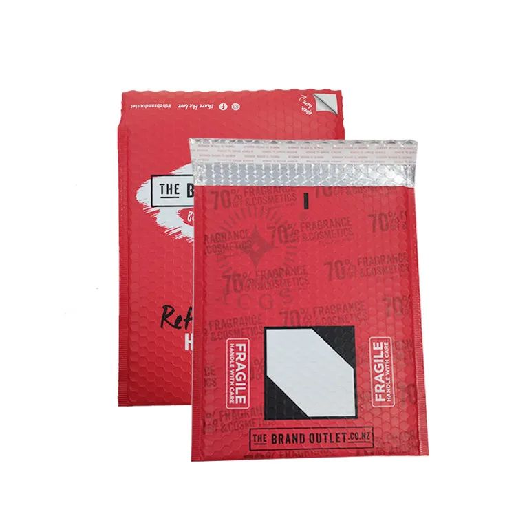 Customized Recyclable Bubble Packaging Shipping Bag Brown Metallic