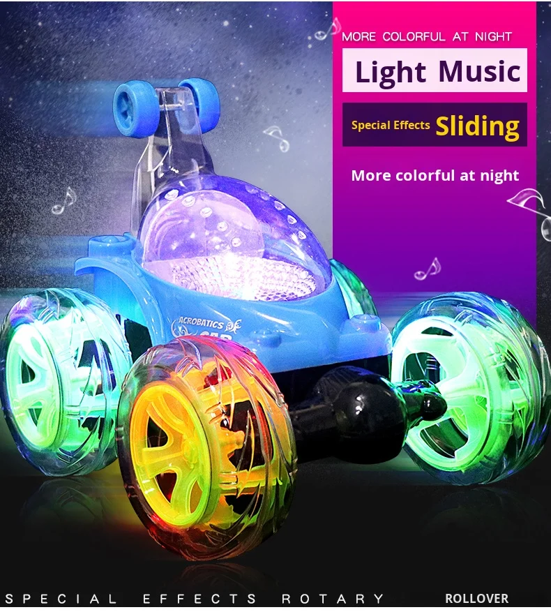 Wholesale Large Light Music 360 Degree Rolling Remote Control Stunt Dump Truck Cross-Border Charging RC Cars Toy