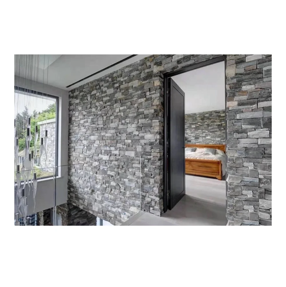 Natural Grey Slate Crazy Decorative Wall Tiles Prices Fireplace Surround