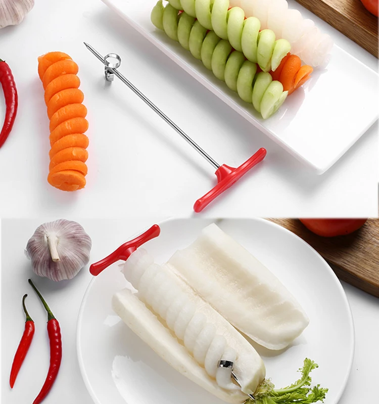 Kitchen Vegetables Spiral Knife Potato Carrot Cucumber Salad Chopper Easy Spiral Screw Slicer Cutter Spiralizer