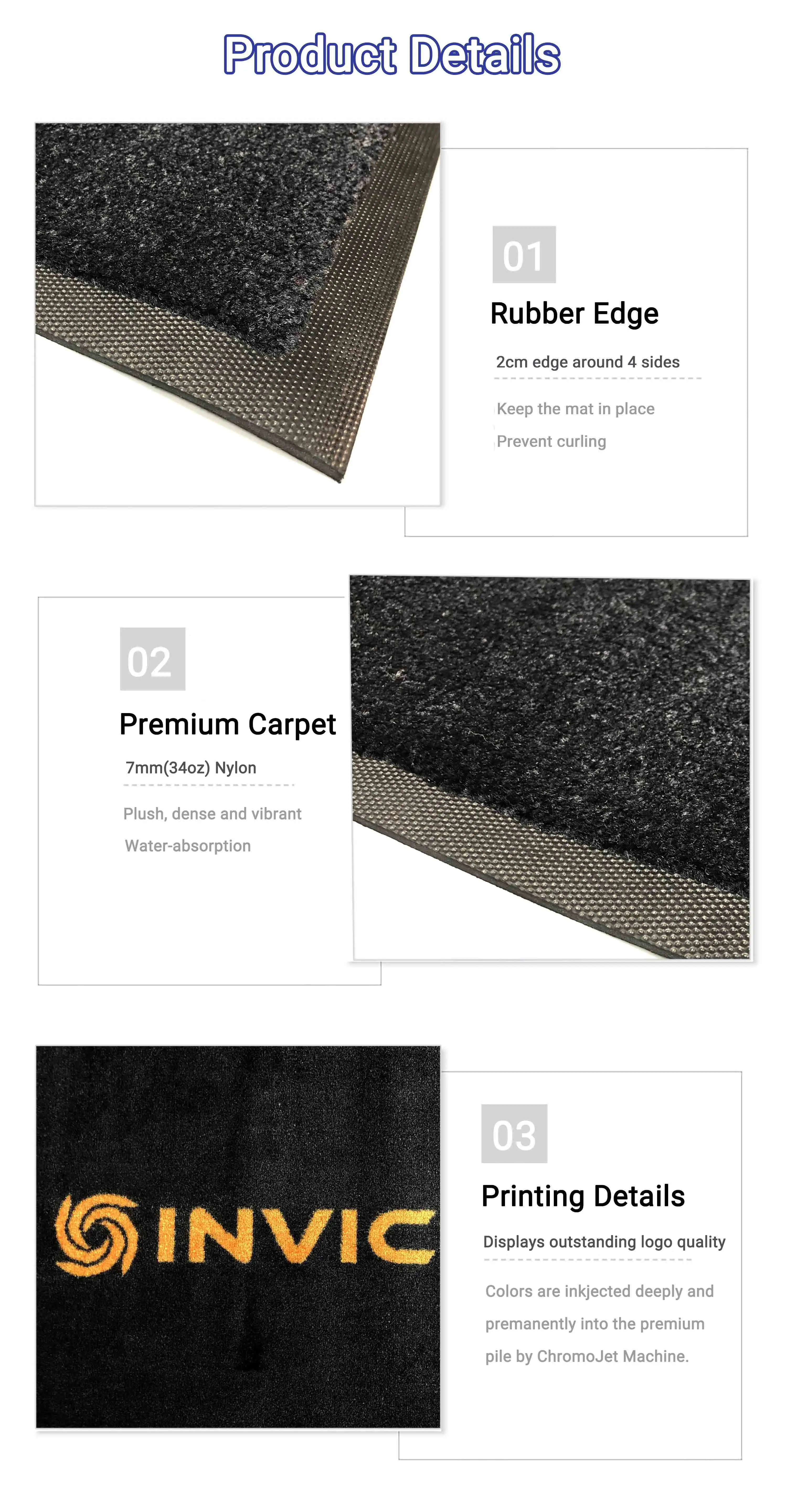 Commercial Industrial Grade Oem Floor Mats Black Plush Nylon