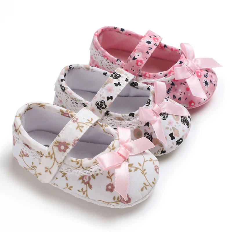 High Quality Girl Fancy Floral Baby Shoes Bowknot Lace Party Shoes
