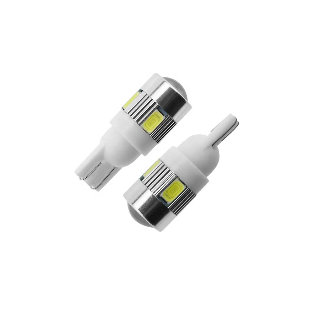 T10 W5W LED lamp for car 12V Interior Light 5W5 LED Turn Signal License Plate Wedge Side Bulbs 194 168 5630 6SMD White