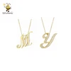 Shinning White Tone Statement Alphabet A-Z Pendant Necklace 18K Real Gold Plated Letter M Y Initial Alphabet Necklace