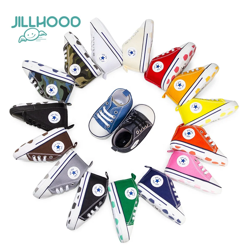 
Unisex Newborn Baby Colorful Star High Top Sneaker Soft Sole Infant First Walkers Canvas Shoes 