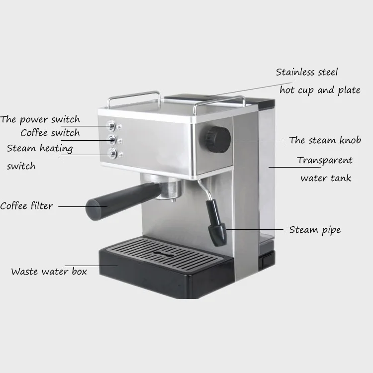 LongBank Espresso Machine Stainless Steel Boiler High Pressure Coffee Machine Italy Espresso Coffee Machine