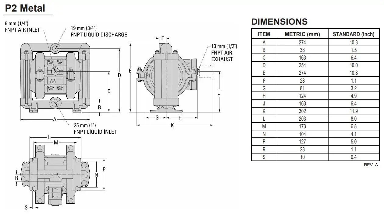 Pompă pneumatică cu diafragmă Wilden P2/AAPPP/BNS/BN/ABN/2000 Pompă Wilden din aliaj de aluminiu cu detalii supapă de aer PP