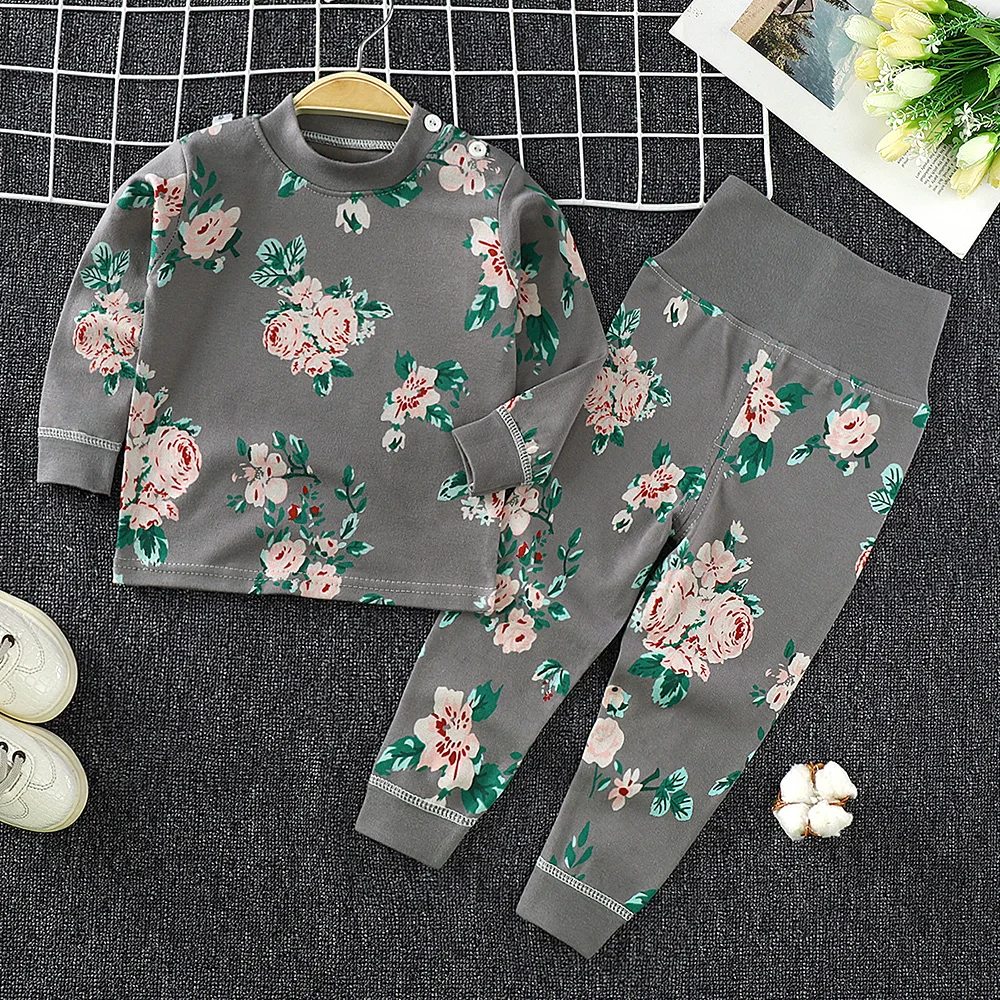 Wholesale Cute Kids Boys Sleepwear Cartoon Print Striped Pajama Set
