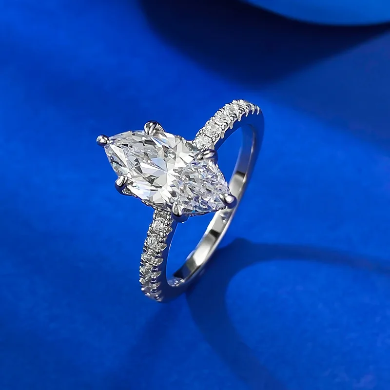 S925 Sterling Silver High Luster Platinum-Plated Diamond Vintage Crown Goddess Horse Eye Simple Couple Design Gemstone Fine