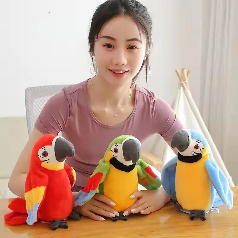 Wholesale Cuddly Customized Plush Bird Stuffed Singing Talking Parrot