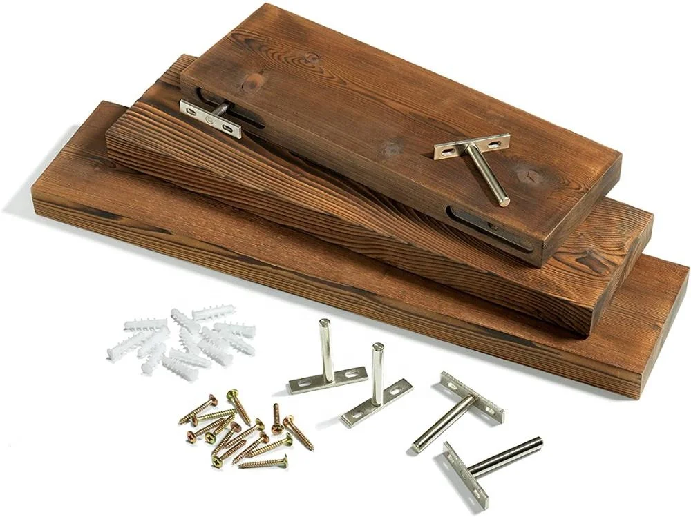 Rustic Farmhouse 3 Tier Hidden Floating Wall Wood Shelf Design Buy