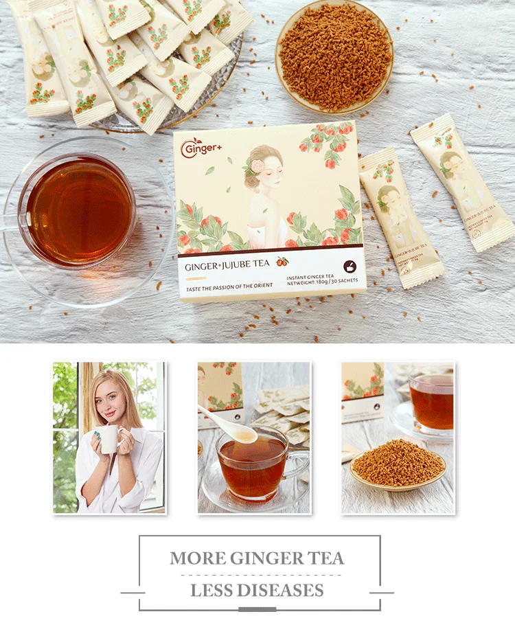 natural Chinese brown sugar ginger tea granule with red jujube instant tea powder - 4uTea | 4uTea.com