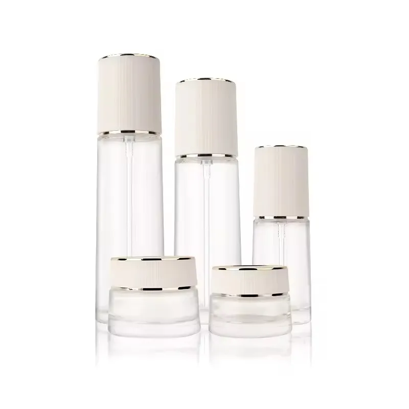 Supplier Empty Glass Packaging Cream Container Jar Skincare bottles Set Cosmetic with pump sprayer 30g50g40ml100ml120ml manufacture