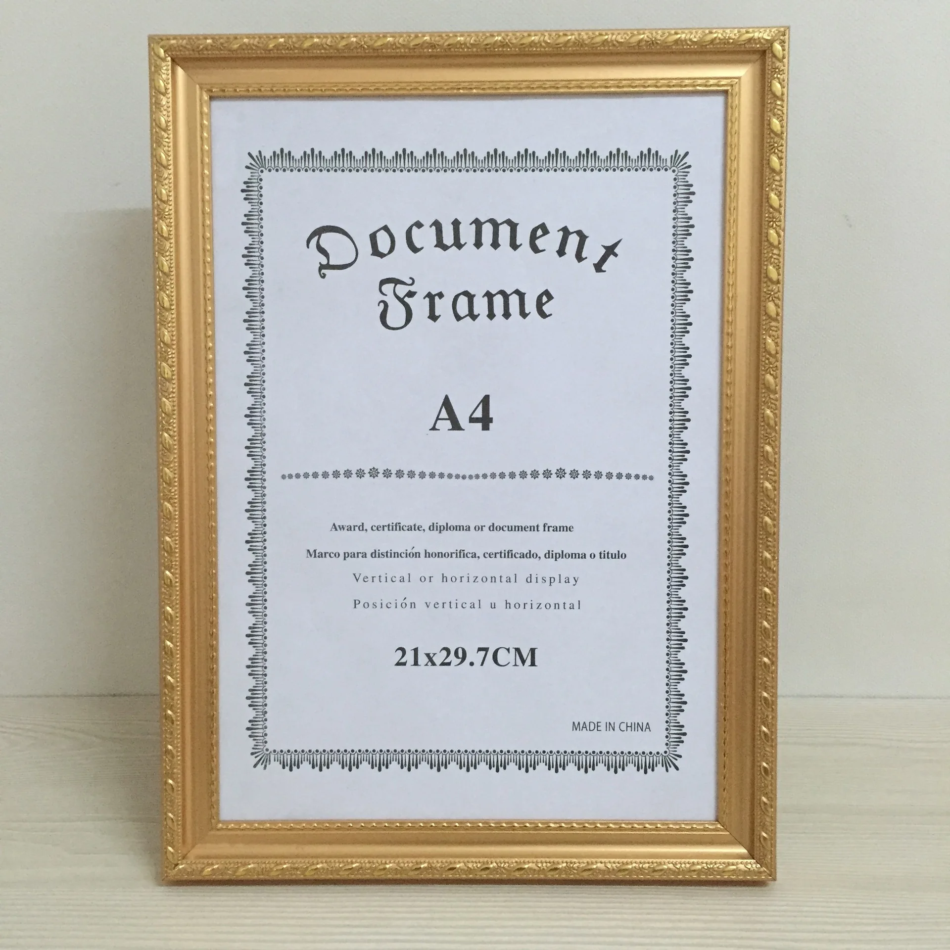 Wholesale 8x10 Picture Frame Gold A4 Photo Frame For Certification