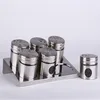 Hot sale glass seasoner storage canister jar set with stainless steel lid