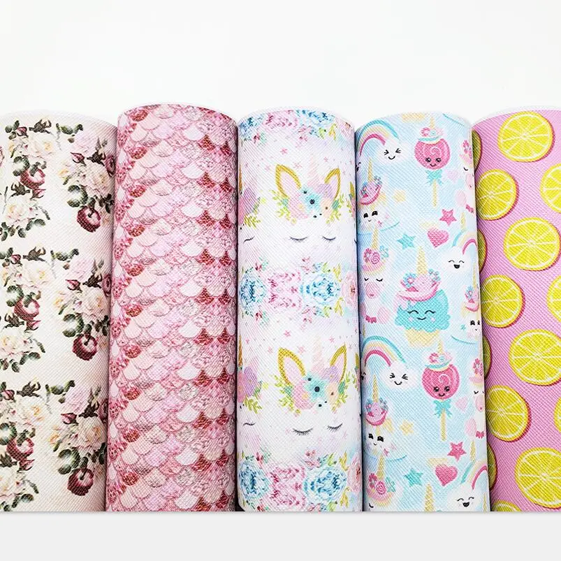 
DIY craft supplies 30 cm x 135 cm cartoon printed faux leather sheets for bows material decoration 