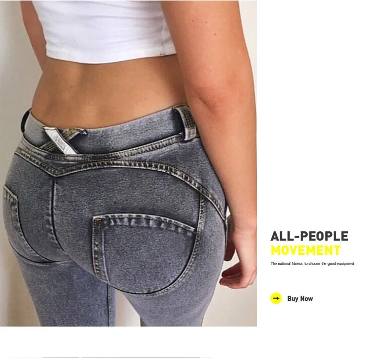 Sexy Womens Skinny Lift Butt Leggins Elastic Denim Jeans Casual Gym Pants Buy Elastic Denim