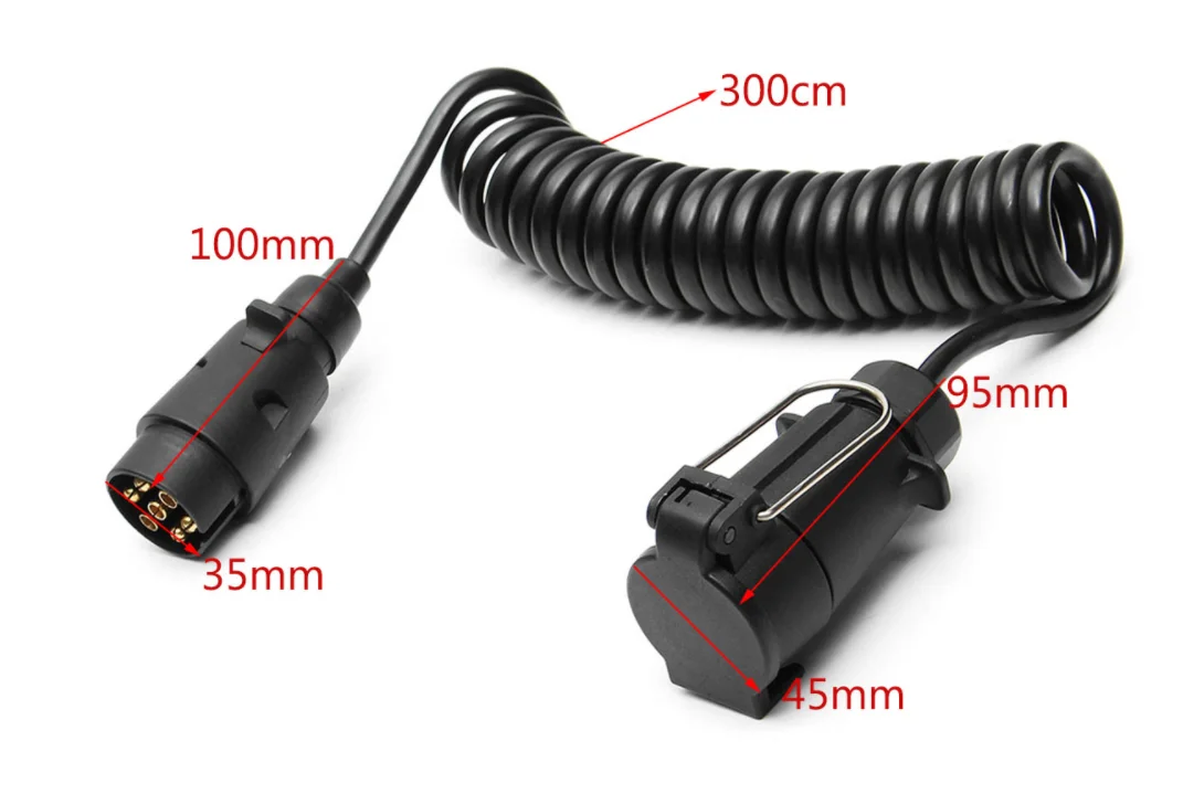 200/300cm 7pin Trailer Light Board Extension Cable Lead Male To Female