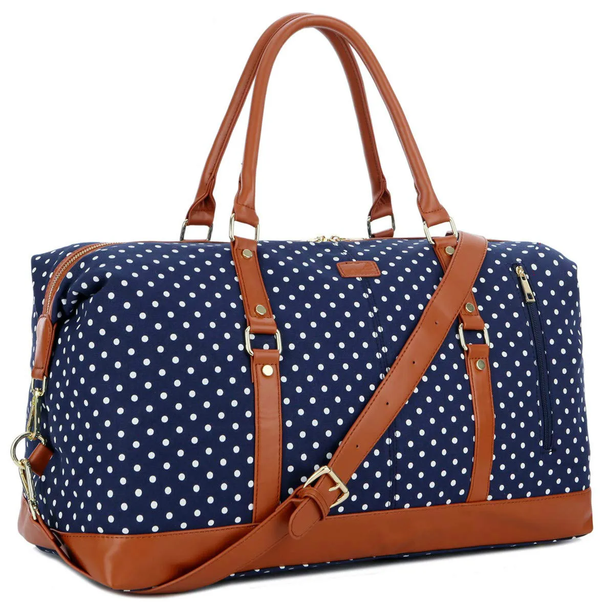 周末旅行包女士女士 duffle 手提袋 pu 皮革饰边