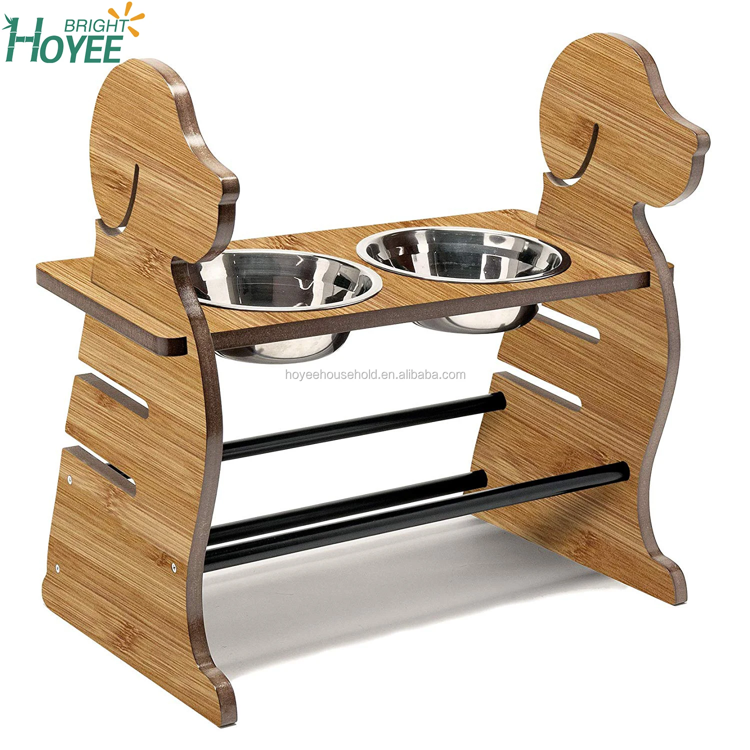 Bamboo Pet Feeder Puppy Style Height Adjustable Raised Kitchen Pet