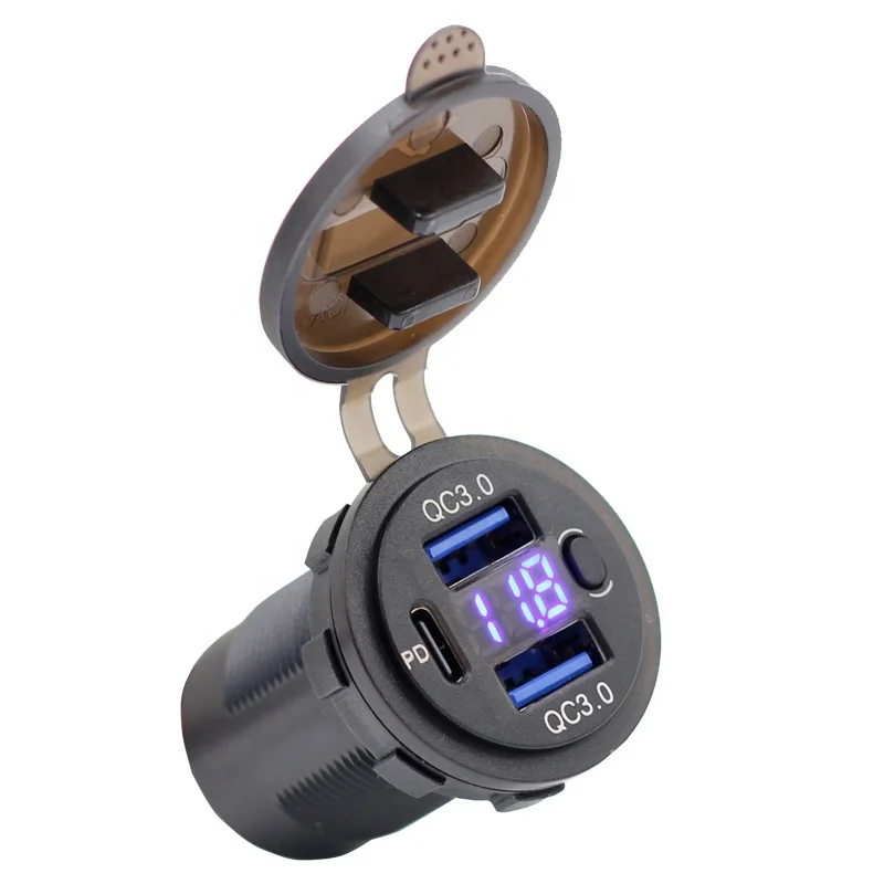 TRAHOO-12V USB Outlet Dual Quick Charge 3.0 & PD USB C Three-Port USB - View #6
