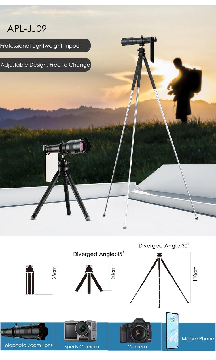 Apexel Hd 60x Mobile Phone Telescope Zoom Telephoto Camera Phone Lenses ...