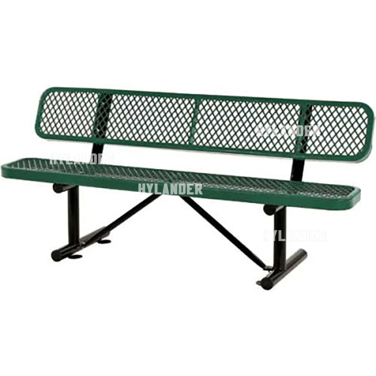 green metal bench