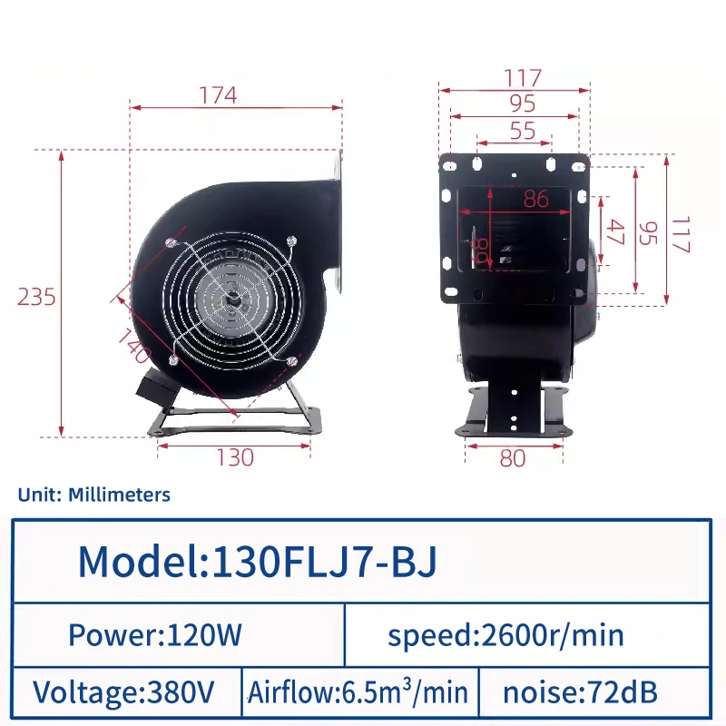 Centrifugal Blower, JEEK, Copper, 130FLJ5, 120W - detail 6