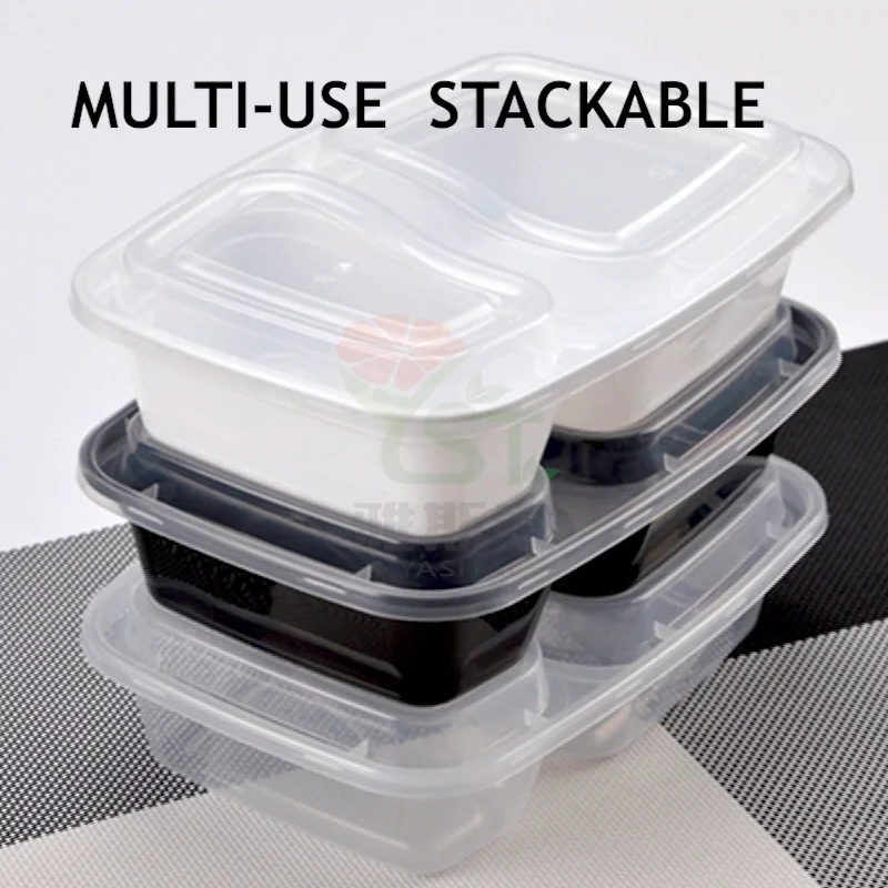 Rectangular Disposable Plastic Foam Food Containers Divided Lunch Box