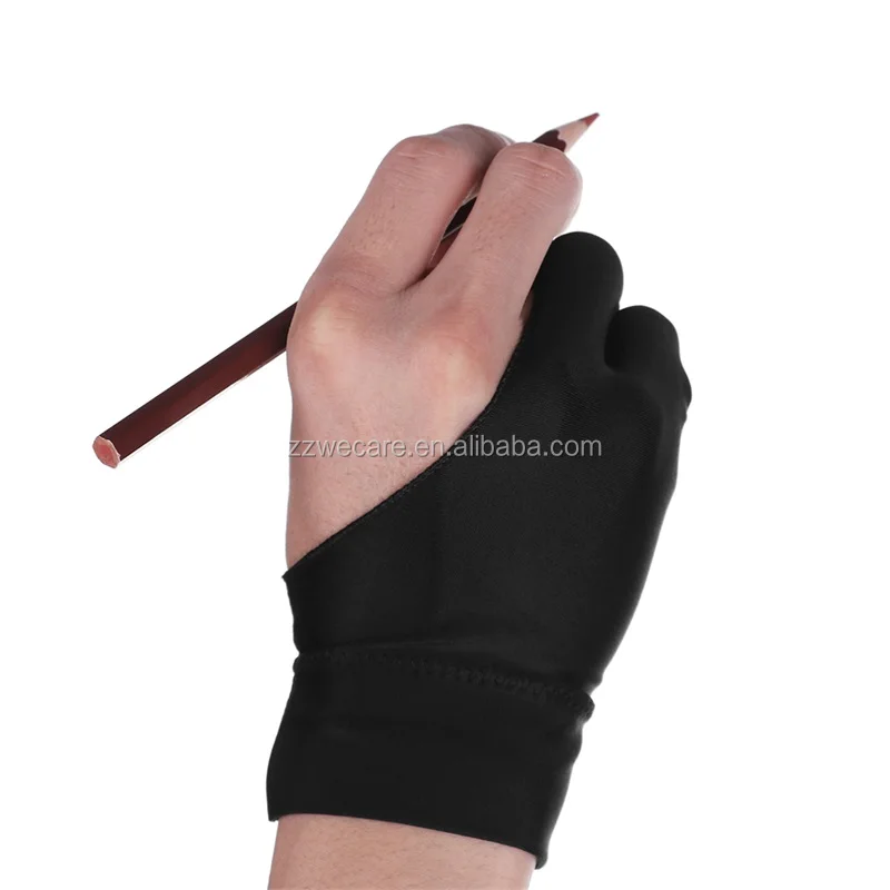 1pc Black 2 Fingers Anti-fouling Gloves Anti Touch Hand Drawing Writing  Gl_bi