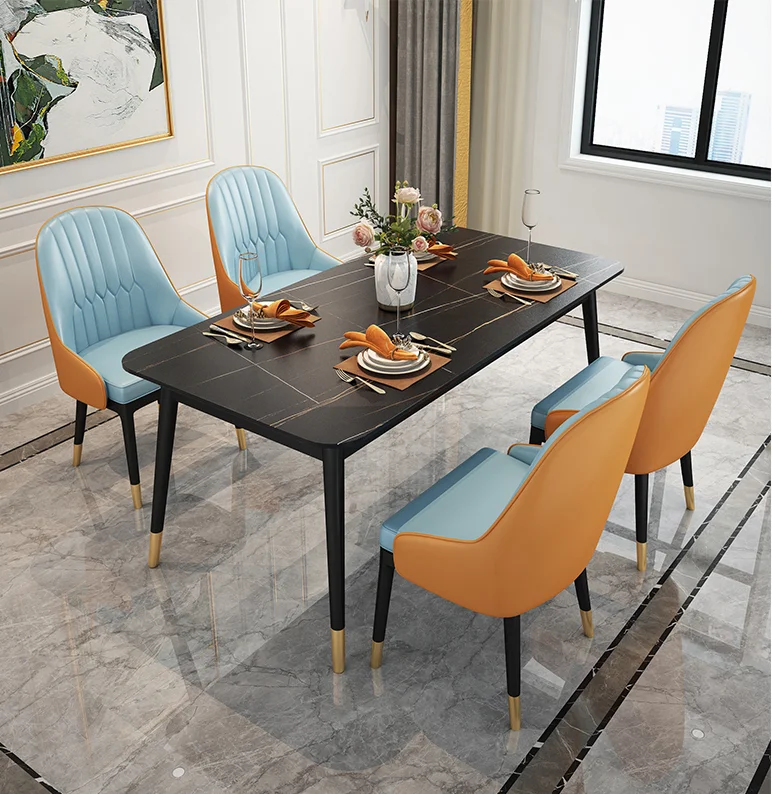 Morden Black Marble Dining Table Marble Top Dining Table Set Simple ...