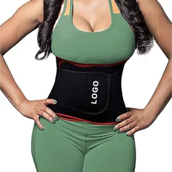 Adjustable Workout Waist Support 2 Layers Neoprene Waist Trainer Back Support Belt Band Black Cotton Protection