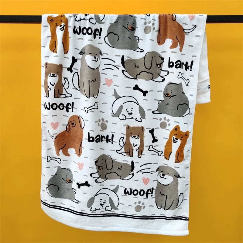 Customized 100*180cm Microfiber Cartoondog Series Beach Towel Thickened Bath Towel and Compressed details