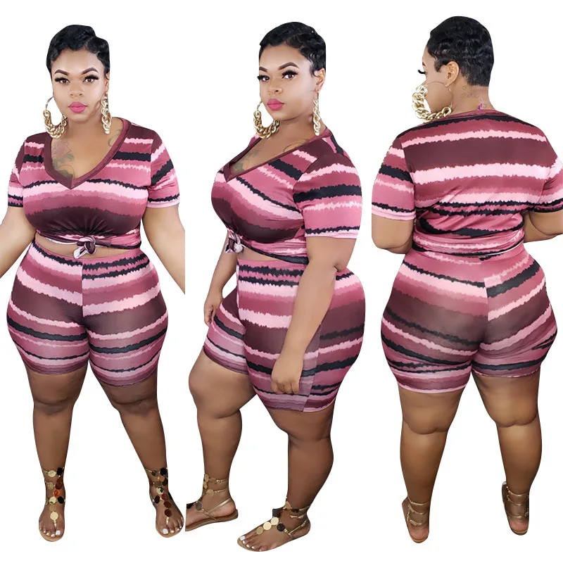 Plus Size Women's Sets Tie Dye 5xl Summer Shorts Plus Size Short Set For Women Plus Size Women